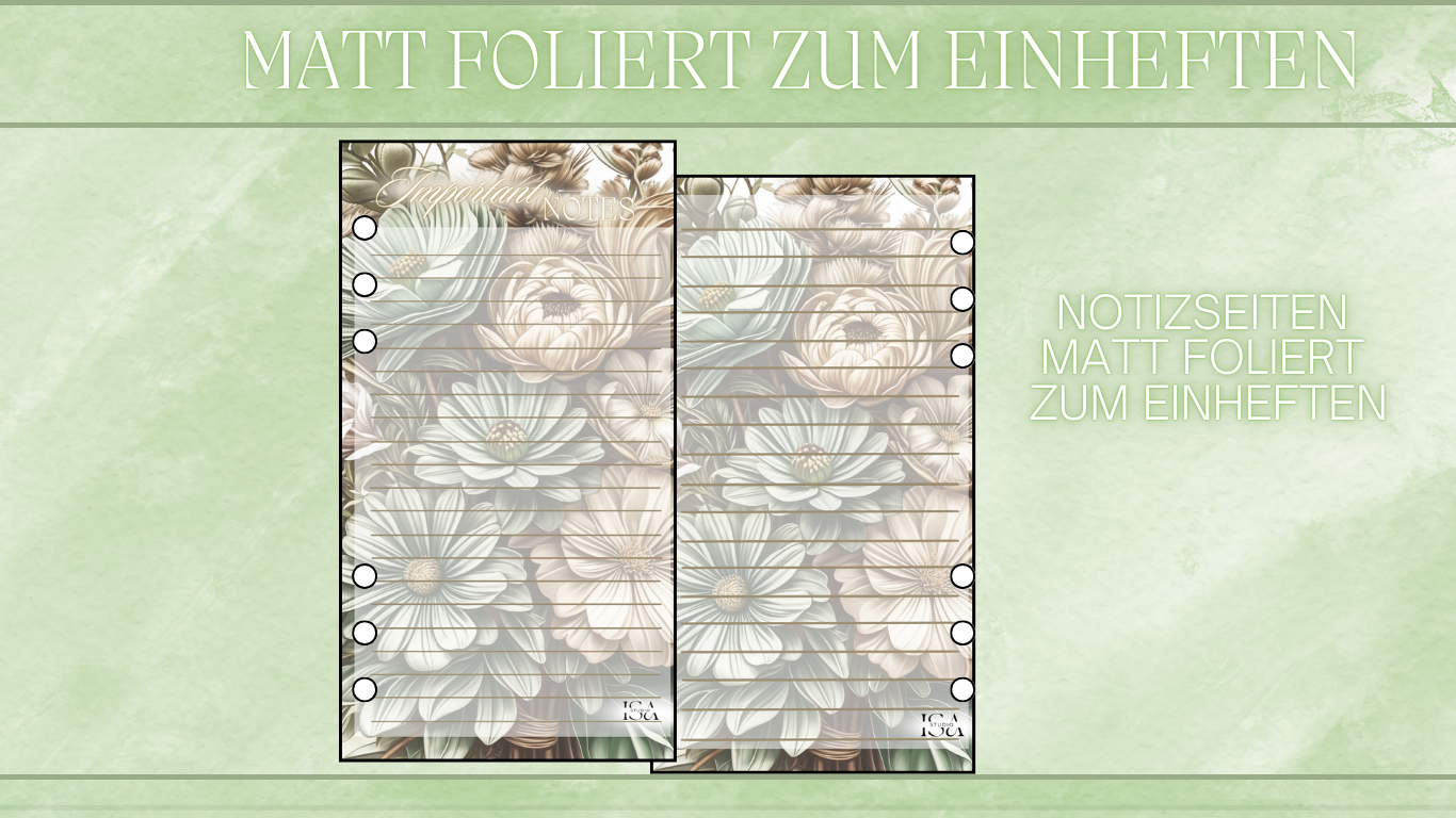 Matt folierte Notizseiten zum Einheften